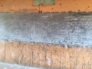 makeshift blackboard at  Kong-Daborin